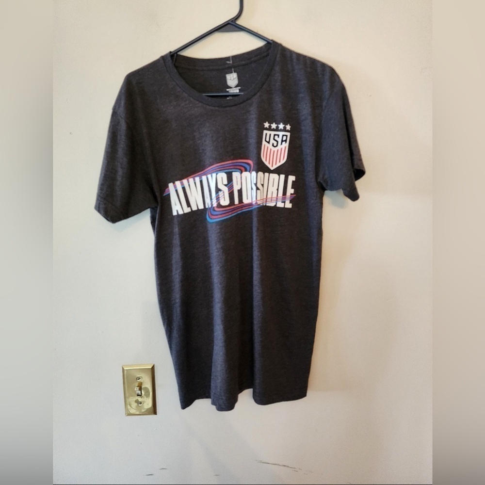 USA Soccer Shirt Adult medium Dark Gray Always Possible Cotton Blend